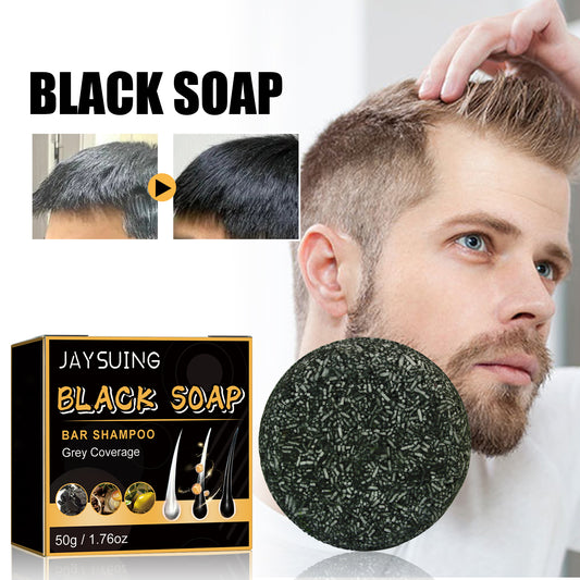 GDBadais Black Soap, Black Dense Hair Care Clean Scalp Supple And Strong Shampoo Soap