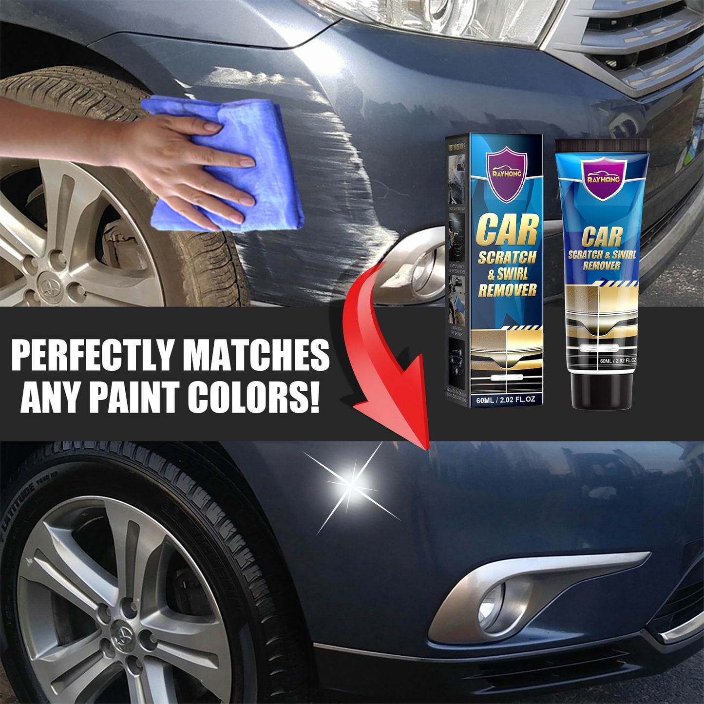 GDBadais Car Scratch Repair Cream, Car Maintenance Refurbishment Paint Scratches Scratches Polishing Paint Repair Paste
