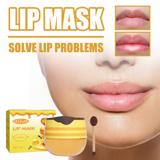 GDBadais Honey Lip Mask, Moisturizing Exfoliator Lip Care Bee Lip Balm