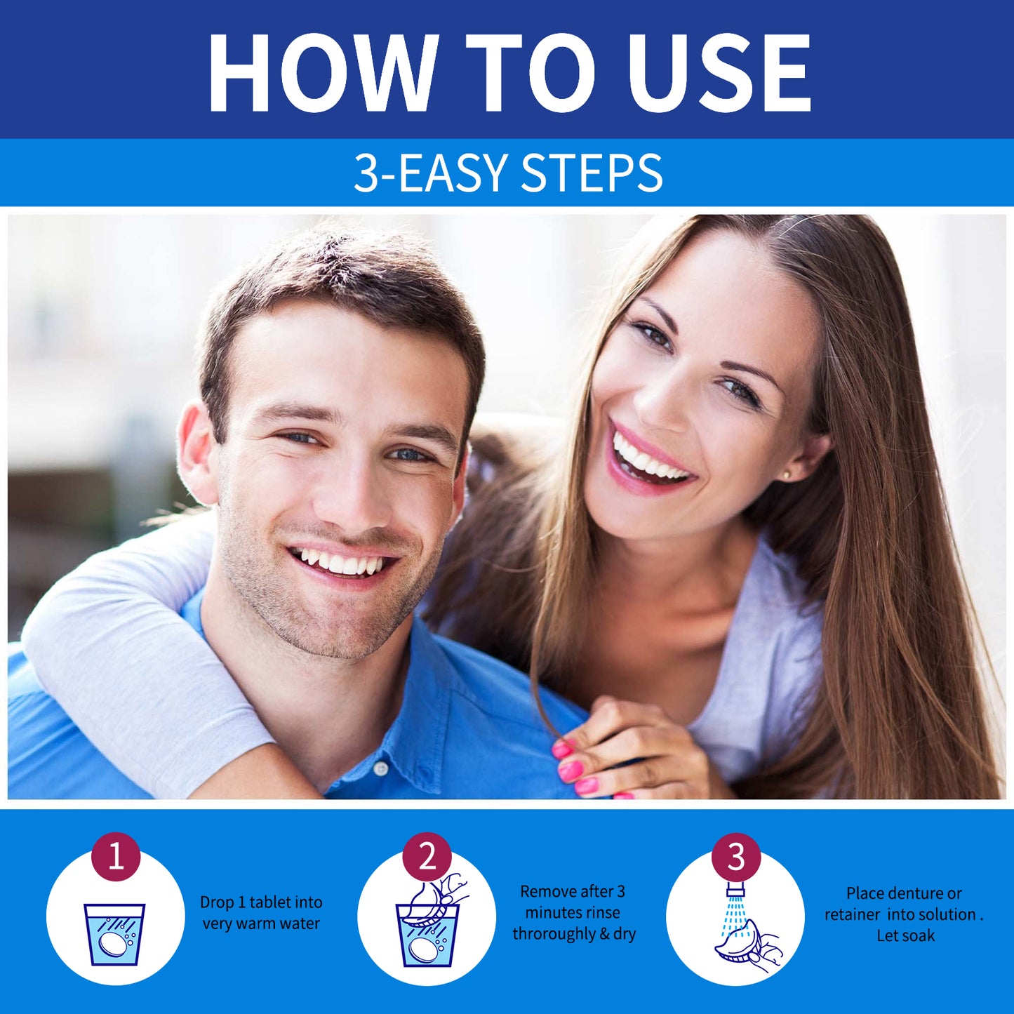 GDBadais Denture Cleaning Tablet, White Denture Fresh Breath Oral Care Cleaning Tablet