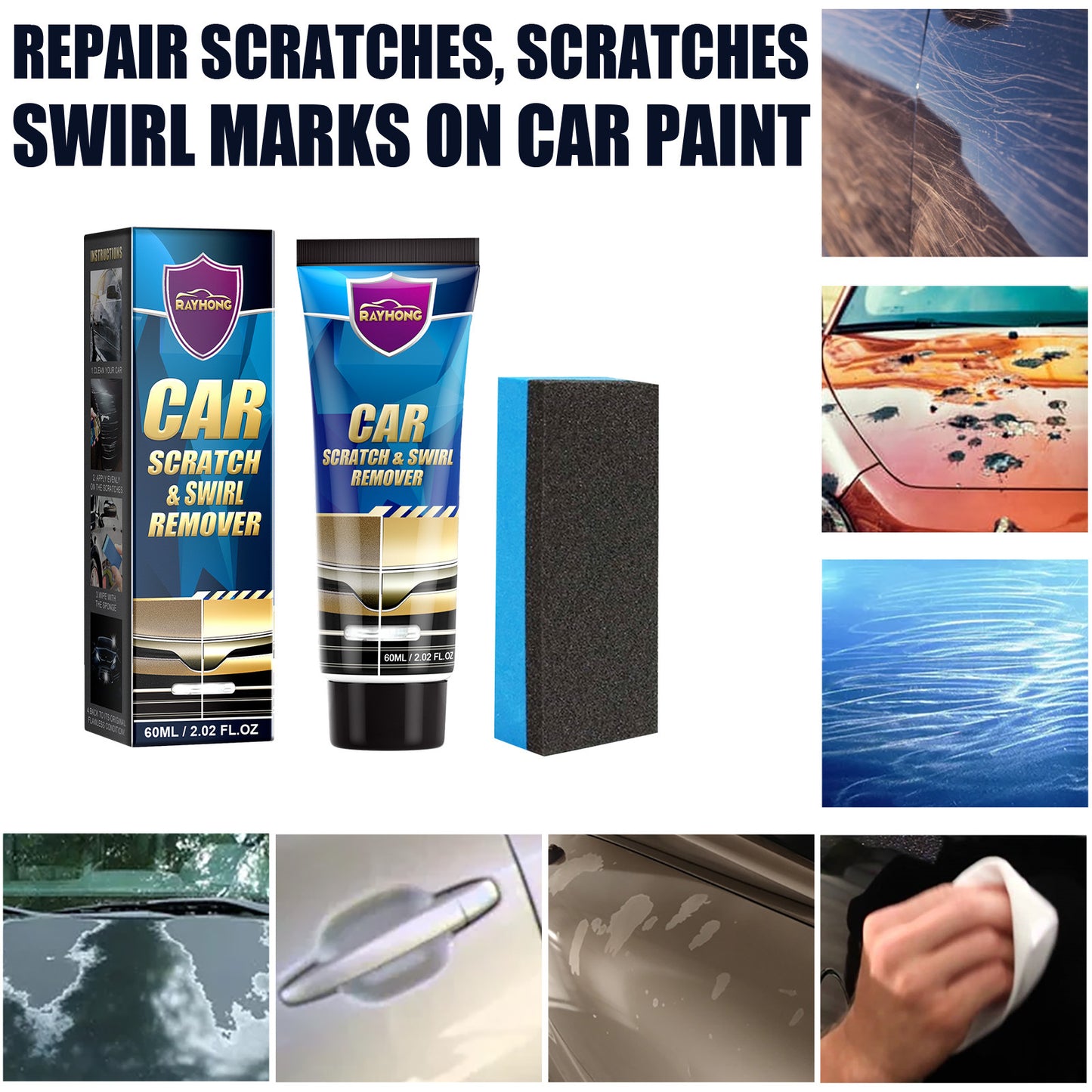 GDBadais Car Scratch Repair Cream, Car Maintenance Refurbishment Paint Scratches Scratches Polishing Paint Repair Paste