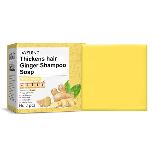 GDBadais Ginger Dense Hair Soap, Moisturizes Hair Ends And Roots Cleansing Scalp Hair Care Shampoo Soap