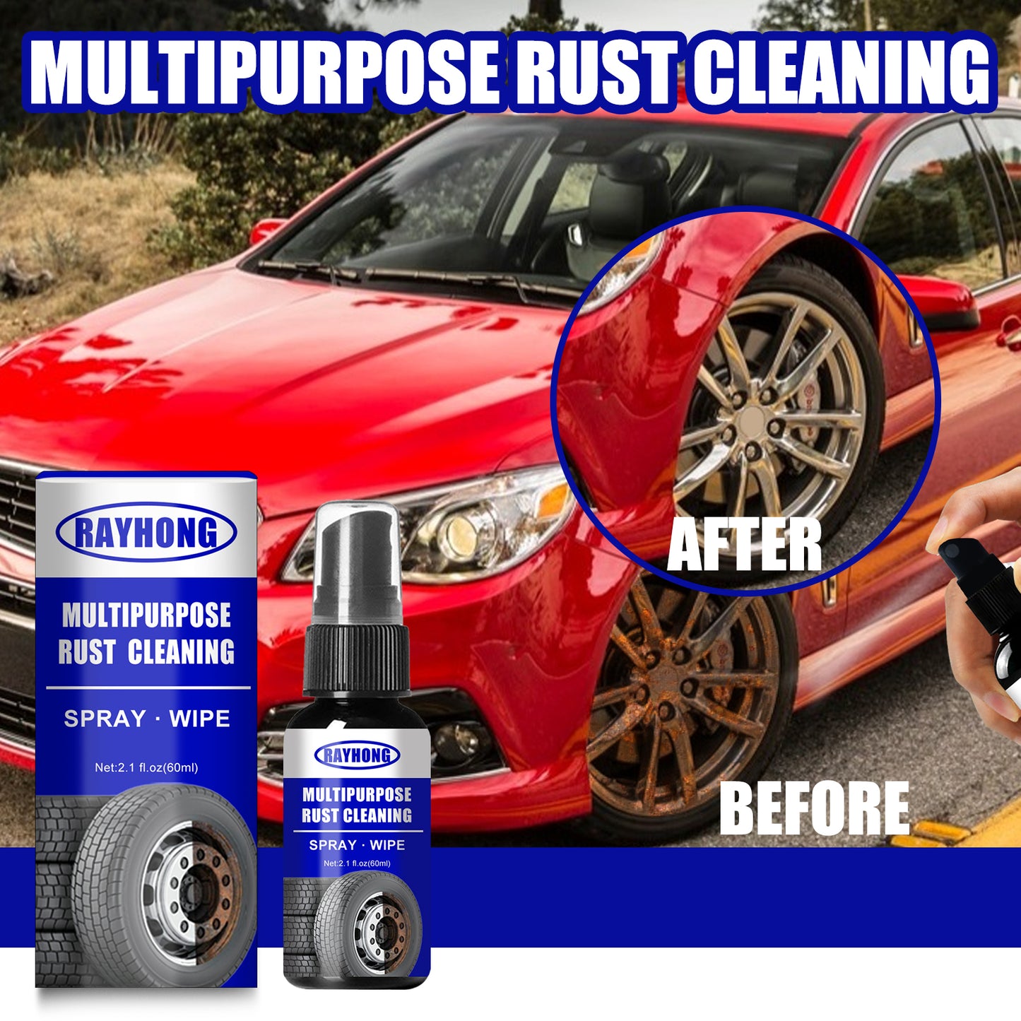 GDBadais Multipurpose Rust Cleaning, Metal Door And Window Cleaning Rust Remover Screws Bolt Loosening Rust Remover Converter