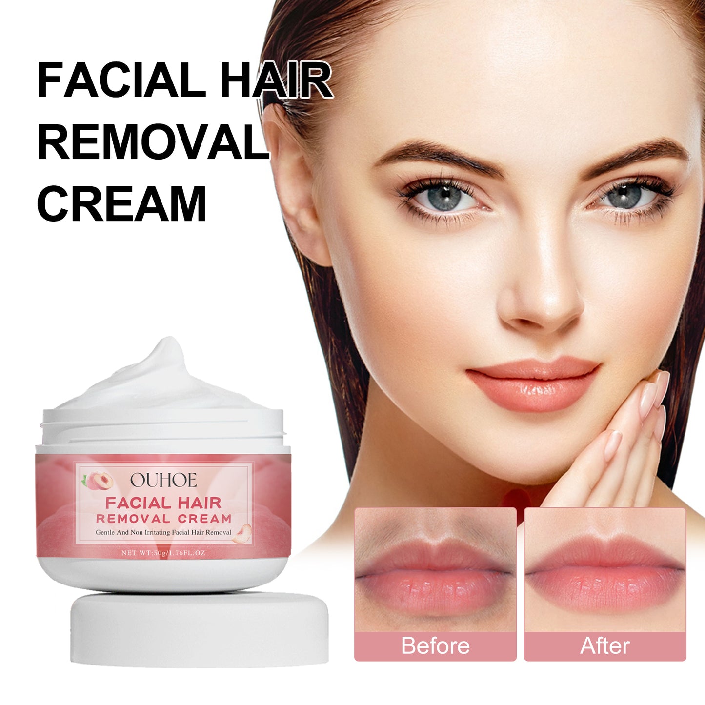 GDBadais Peach Hair Removal Cream Gentle Non-Irritant Cleaning Ladies Facial Lip Hair Quick Hair Removal Cream