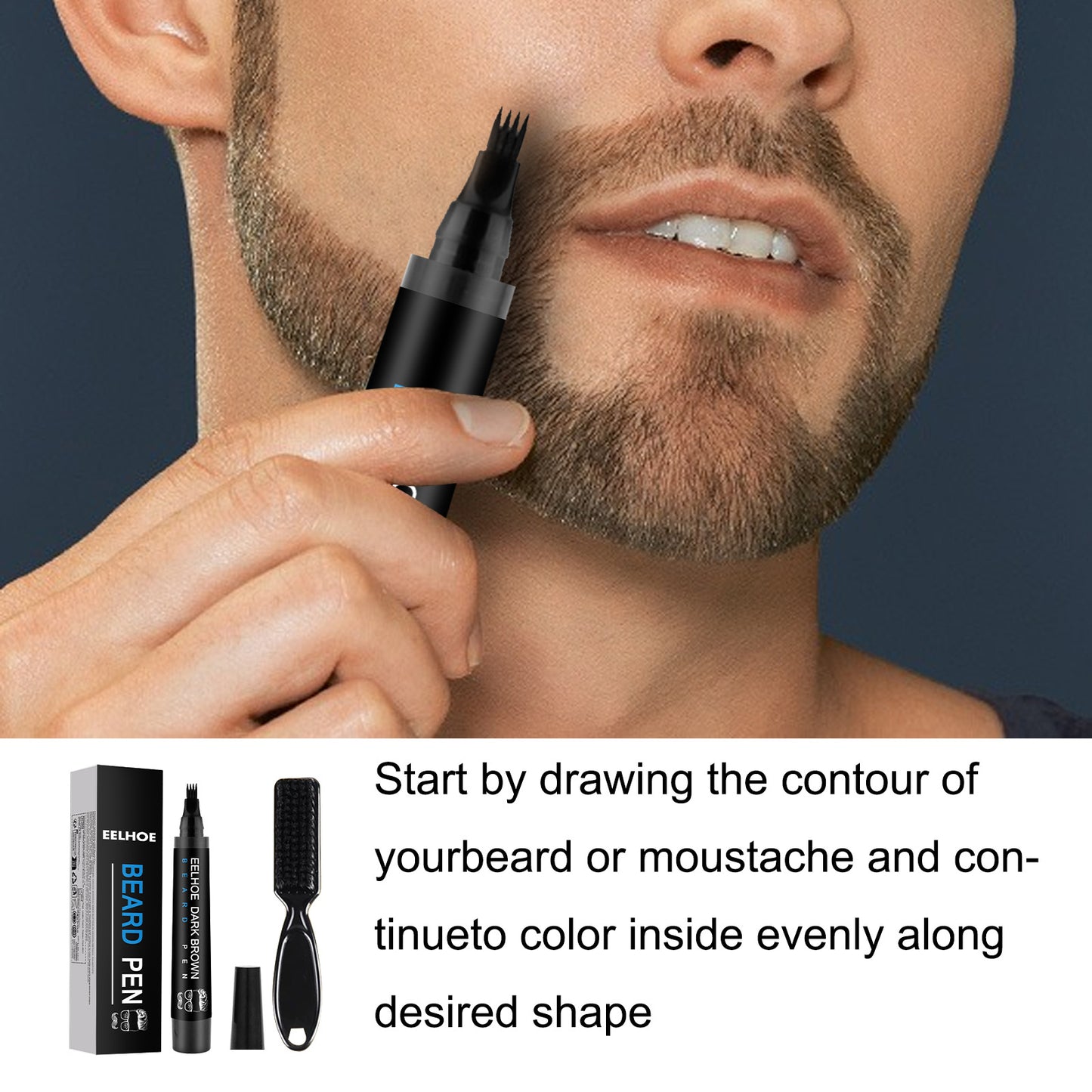 GDBadais Beard Refill Pen Kit Men's Beard Natural Waterproof Beard Pen Beard Tracing Pen