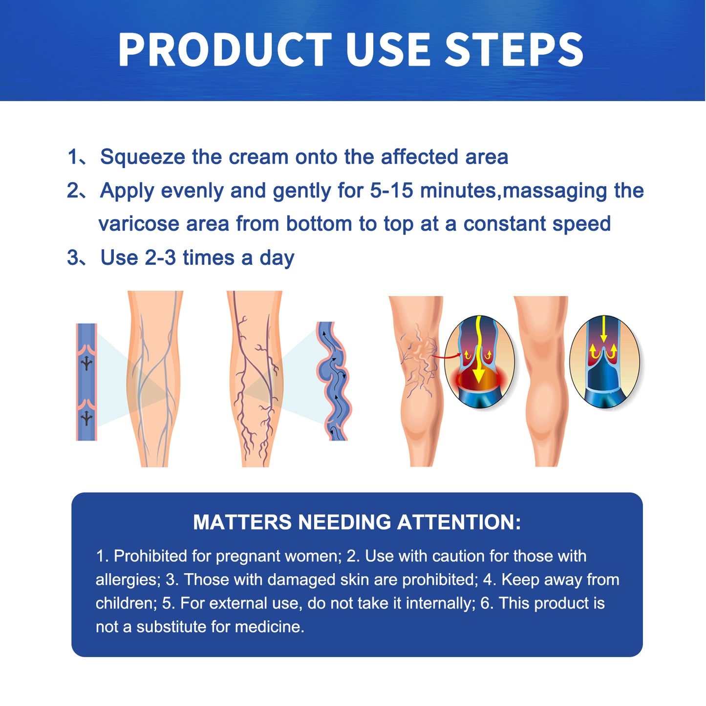 GDBadais Vein Massage Varicose Cream Repair Earthworm Legs To Relieve Leg Blood Vessel Bulge And Varicoidea