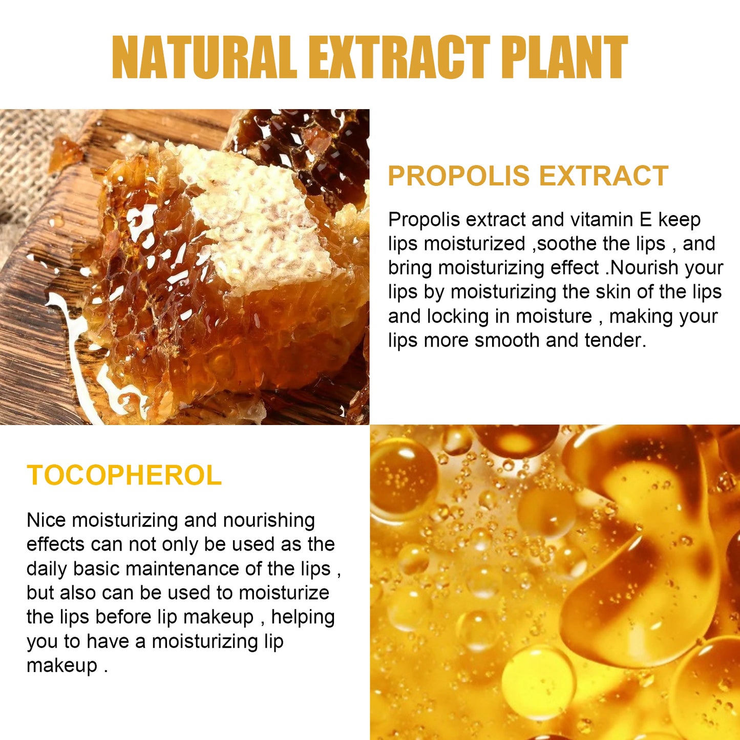 GDBadais Honey Lip Mask, Moisturizing Exfoliator Lip Care Bee Lip Balm