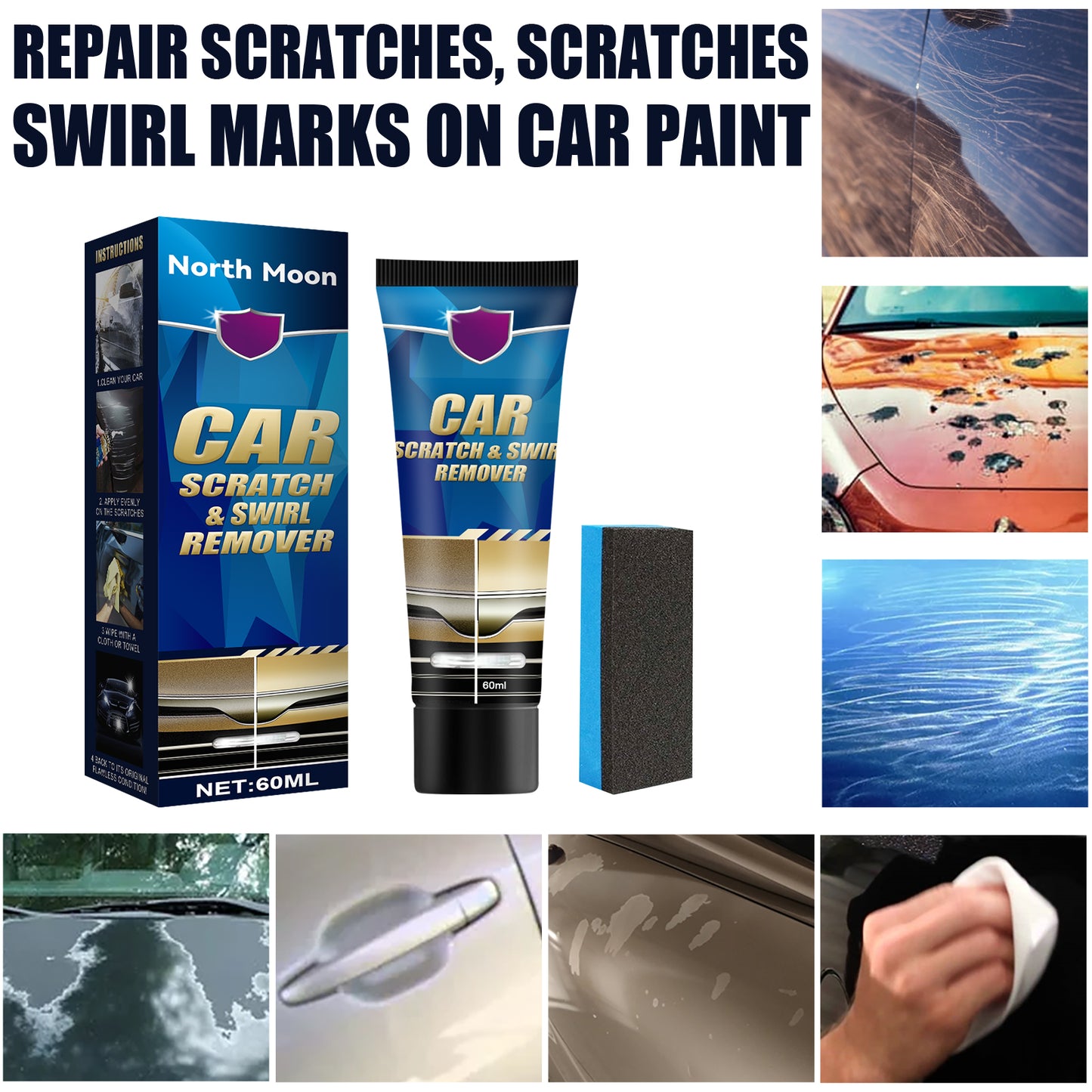 GDBadais Car Scratch Repair Cream, Car Maintenance Refurbishment Paint Scratches Scratches Polishing Paint Repair Paste