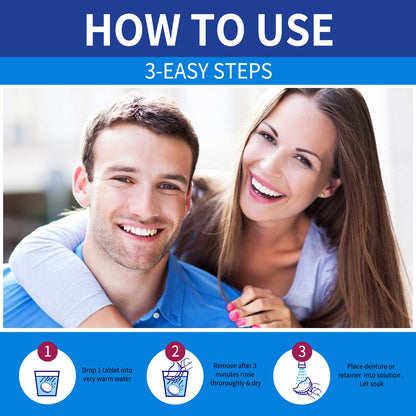 GDBadais Denture Cleaning Tablet, White Denture Fresh Breath Oral Care Cleaning Tablet