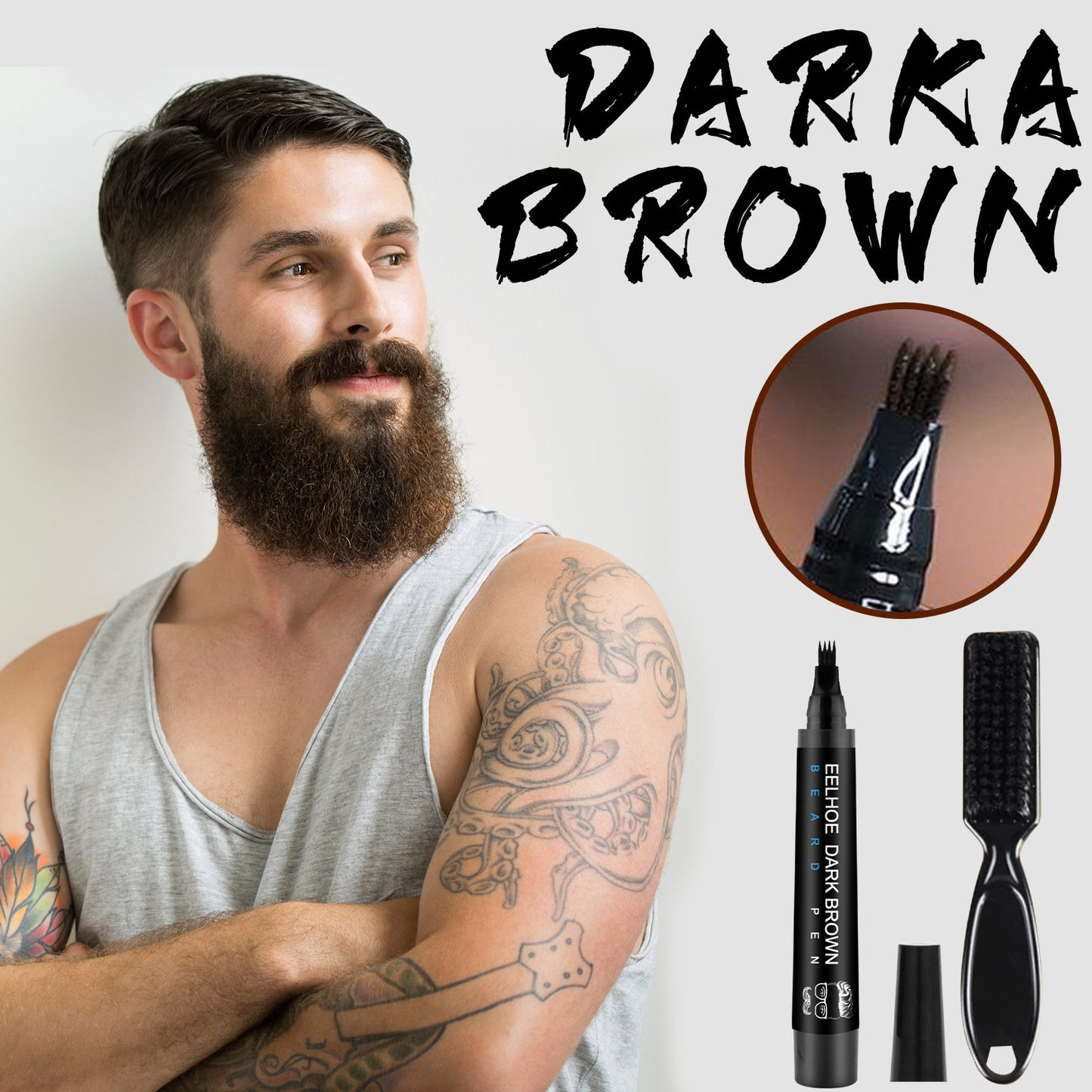 GDBadais Beard Refill Pen Kit Men's Beard Natural Waterproof Beard Pen Beard Tracing Pen