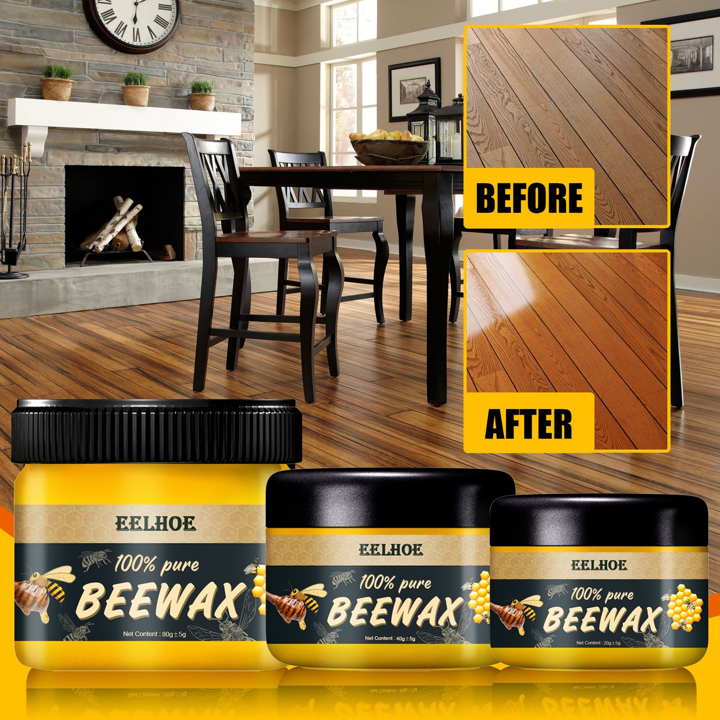 GDBadais Furniture Brightening Natural Beeswax Polished Beeswax Waterproof, Hard-Wearing Wooden Floors, Maintenance And Care Beeswax