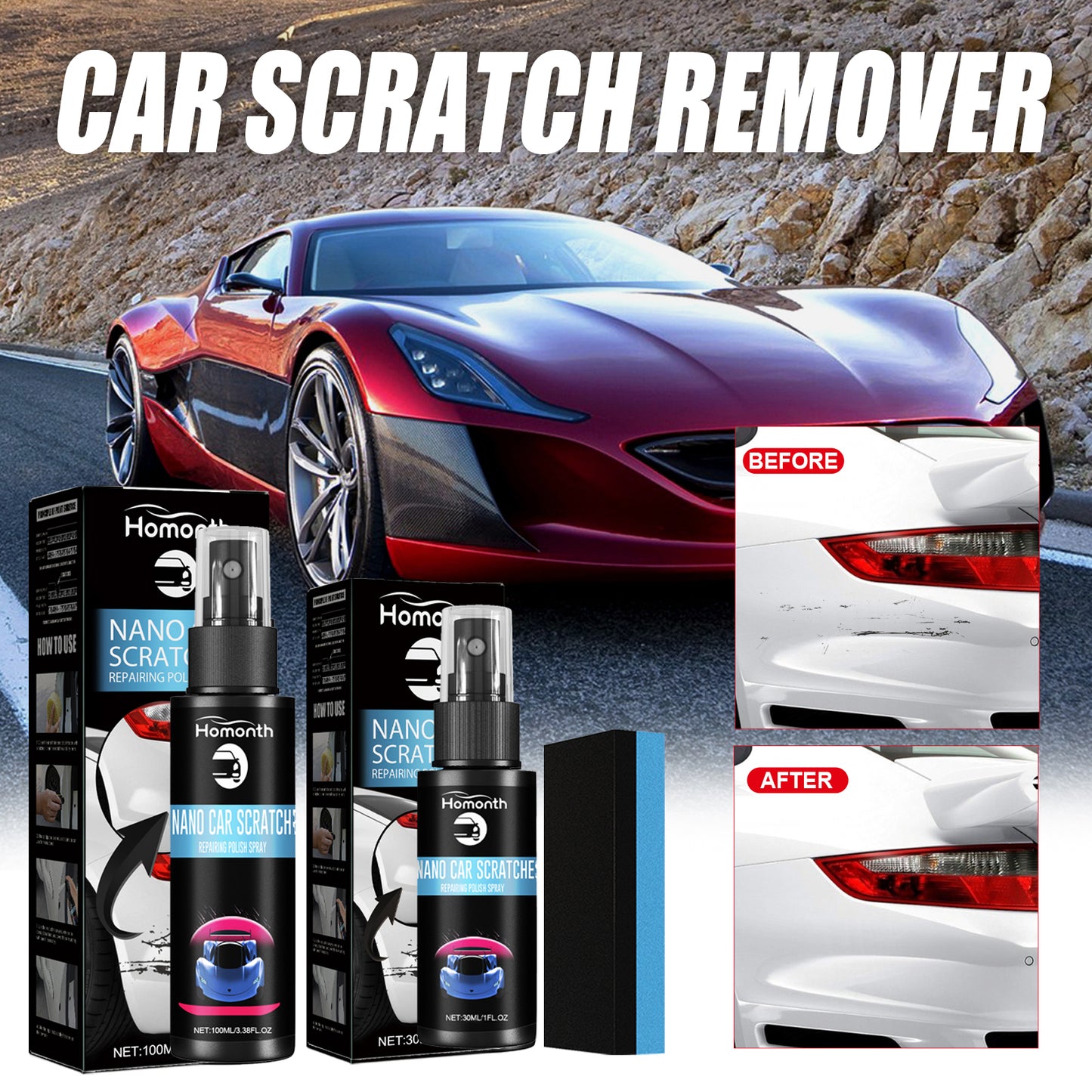GDBadais Scratch Repair Spray, Automotive Scratch Reconditioning Cleaning Repair Maintenance Brightening Care Paint Spray