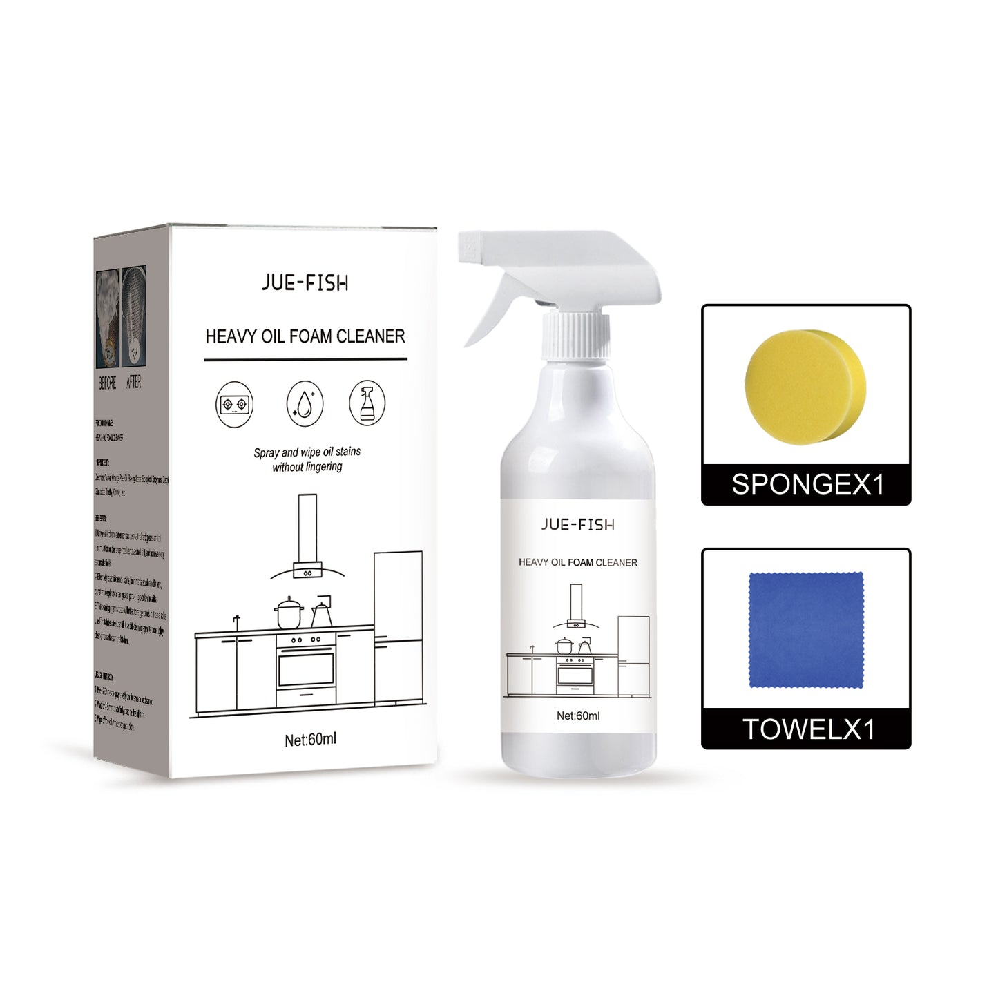 GDBadais Heavy Oil Foam Cleaner, Kitchen Stove Range Hood Wash Basin Oil Dirt Removal Cleaner