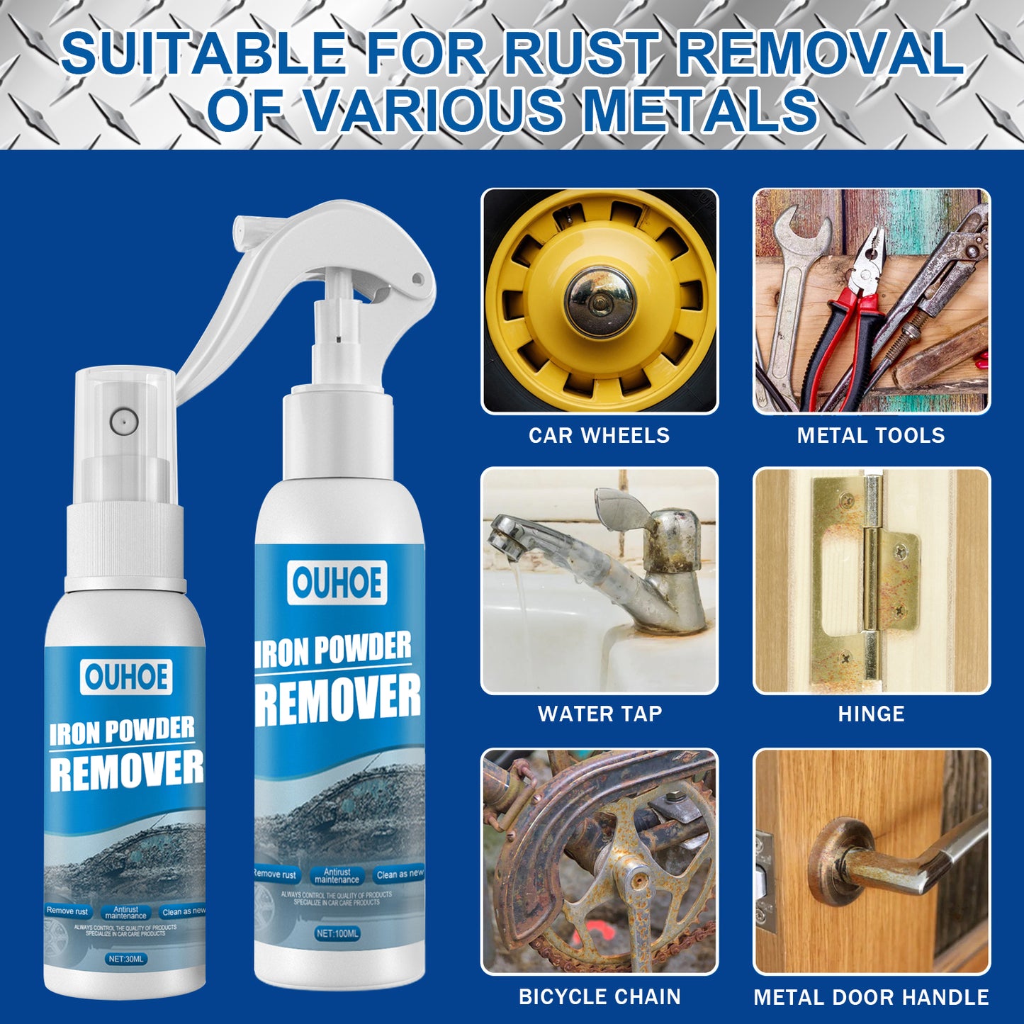 GDBadais Auto Iron Powder Rust Remover Spray Rust Remover Auto Products Stain Remover Rust Remover Cleaning Products