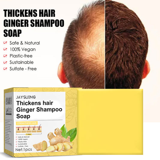 GDBadais Ginger Dense Hair Soap, Moisturizes Hair Ends And Roots Cleansing Scalp Hair Care Shampoo Soap