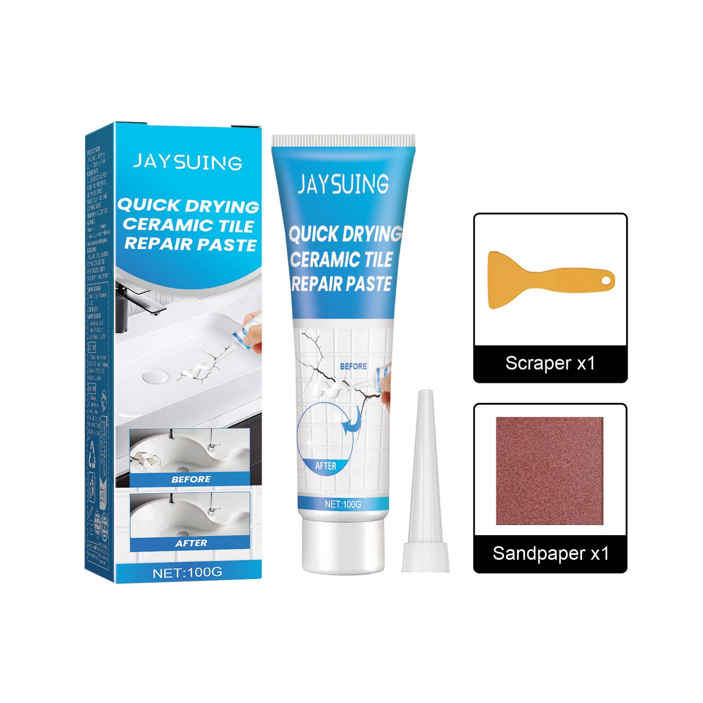 GDBadais Tile Repair Glue, Bathtub Marble Furniture Floor Tile Toilet Crack Repair Glue Paste