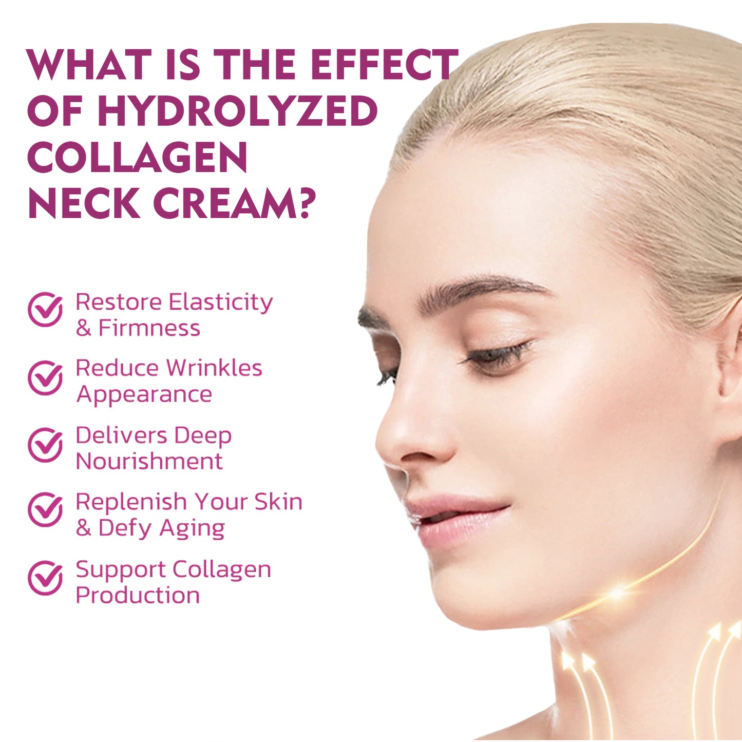 GDBadais Hydrolyzed Collagen Neck Cream, Fade Neck Lines Shaping Swan Neck Smooth White Neck Cream